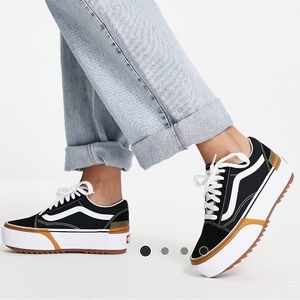 Preloved Old school vans stacked sneakers in black